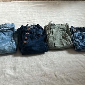 Three flares and cargo pants. They are all from Abercrombie kids.